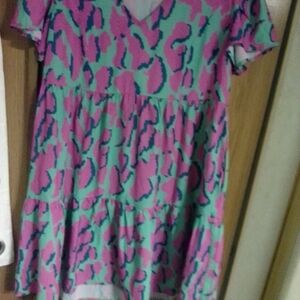 Umgee Pink and Green Maxi Dress
